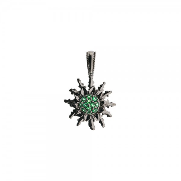 Colgante Eguzkilore 14mm de Plata Negra con Circonitas Verdes Joyerías Eguzkilore