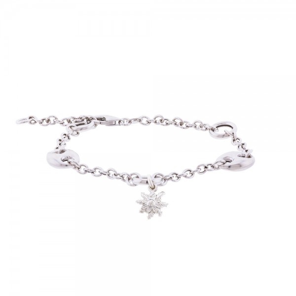 Pulsera Eguzkilore con cadena rolo y calabrote de plata