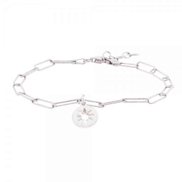 Pulsera Eguzkilore con eslabones martelé de plata