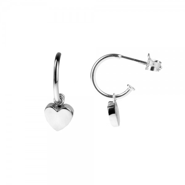 Pendientes Aro Corazón de plata Pendientes Aro Corazón de plata