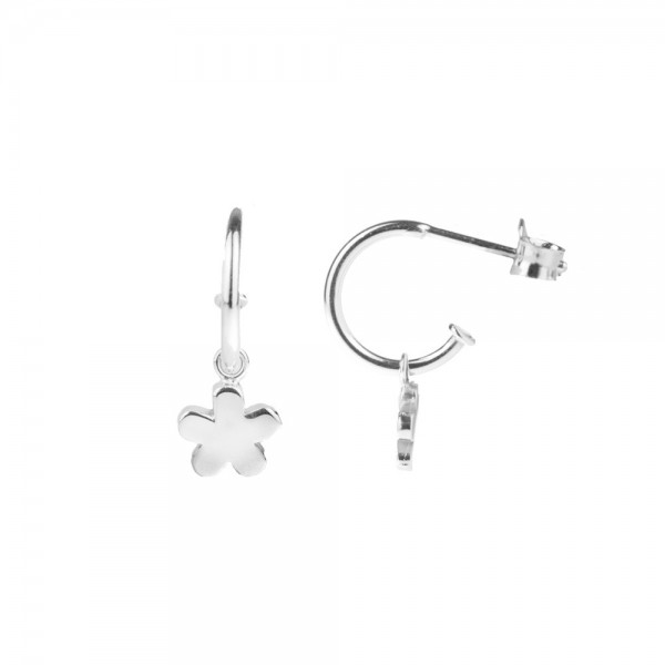 Pendientes Aro Flor de plata