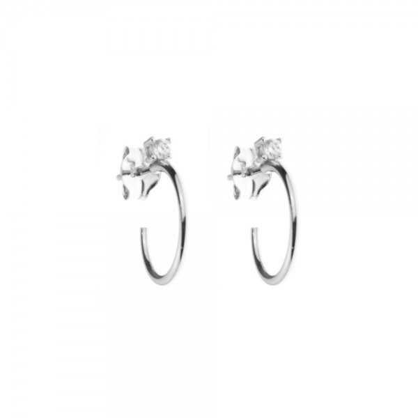 Pendientes Aro de Plata con Circonita Blanca 15mm