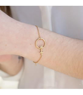 Pulsera mujer de Plata de Ley Dorada con el símbolo de la mujer de la colección Morea de Eguzkilore.