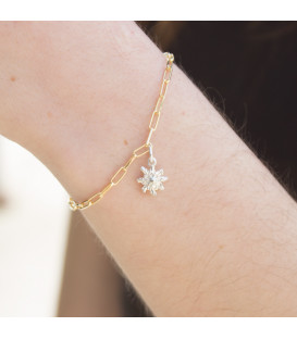 Pulsera Eguzkilore con cadena de eslabones de plata dorada