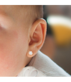 Pendientes Bebé Eguzkilore de Oro Blanco Esmaltados 5mm