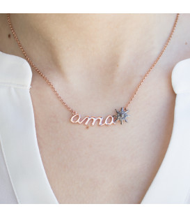 Colgante Ama Grande de Plata Rosa con Eguzkilore en Plata Negra Joyerías Eguzkilore