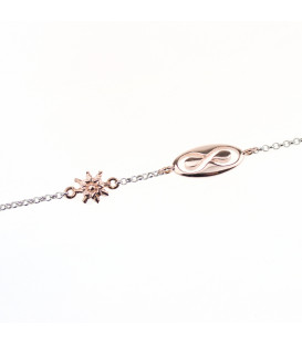 Pulsera Infinito de Chapa con Eguzkilore de Plata Rosa Joyerías Eguzkilore