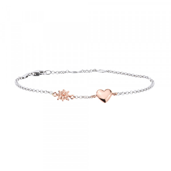 Pulsera de Corazón con Eguzkilore de Plata Rosa Joyerías Eguzkilore