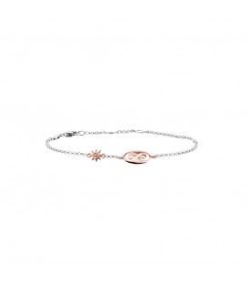 Pulsera Infinito Chapa Calada con Eguzkilore de Plata Rosa Joyerías Eguzkilore