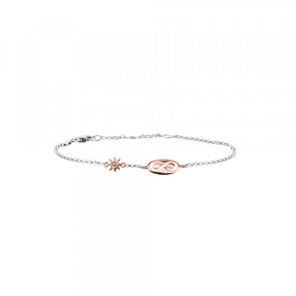 Pulsera Infinito Chapa Calada con Eguzkilore de Plata Rosa Joyerías Eguzkilore