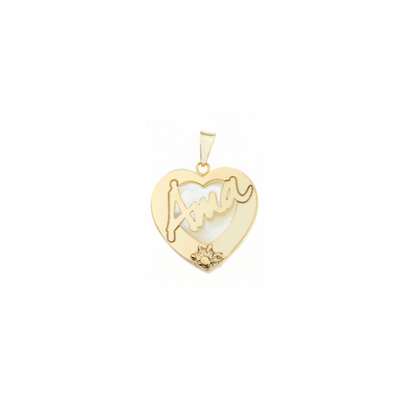Colgante Ama Corazón de Plata Dorada y Nácar Joyerías Eguzkilore Colgante Ama Corazón de Plata Dorada y Nácar Joyerías Eguzkilore