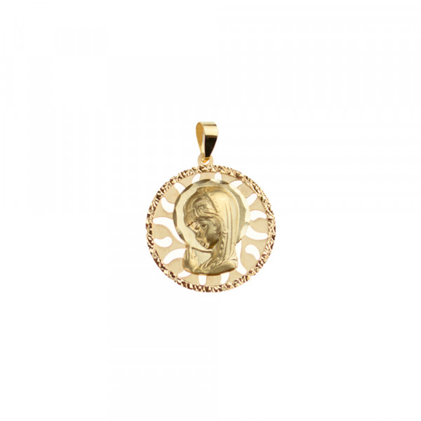 Medalla Calada Virgen Niña 18mm de Oro Amarillo Joyerías Eguzkilore