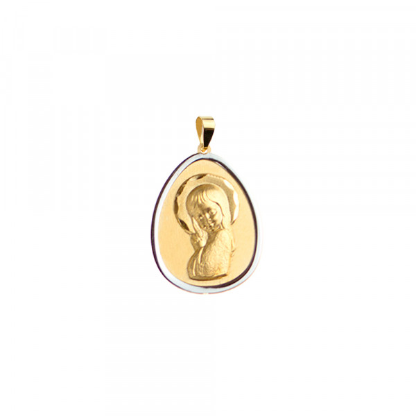 Medalla oval Virgen Niña de Oro Bicolor Joyerías Eguzkilore