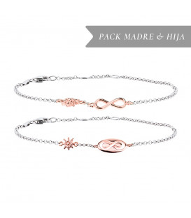 Pack Madre e hija Pulsera infinito Plata Rosa Joyerías Eguzkilore