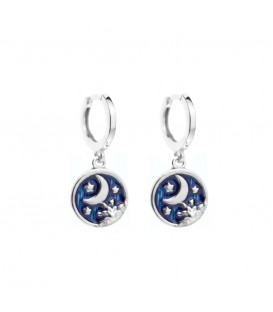 Pendientes Cripa Luna Plata y Esmalte Azul