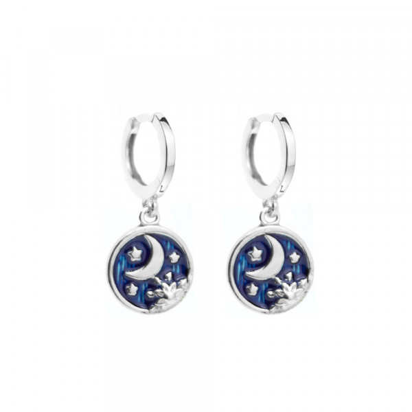 Pendientes Cripa Luna Plata y Esmalte Azul