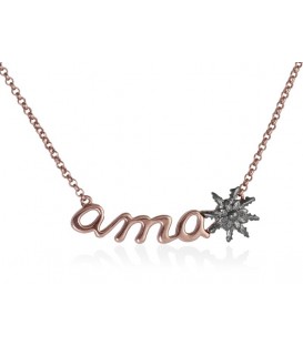 Colgante Ama Grande de Plata Rosa con Eguzkilore en Plata Negra Joyerías Eguzkilore