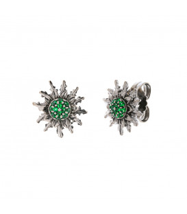 Pendientes 14mm Plata Negra y Circonitas Verdes Joyerías Eguzkilore