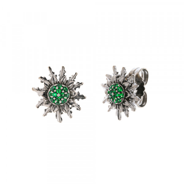 Pendientes 14mm Plata Negra y Circonitas Verdes Joyerías Eguzkilore