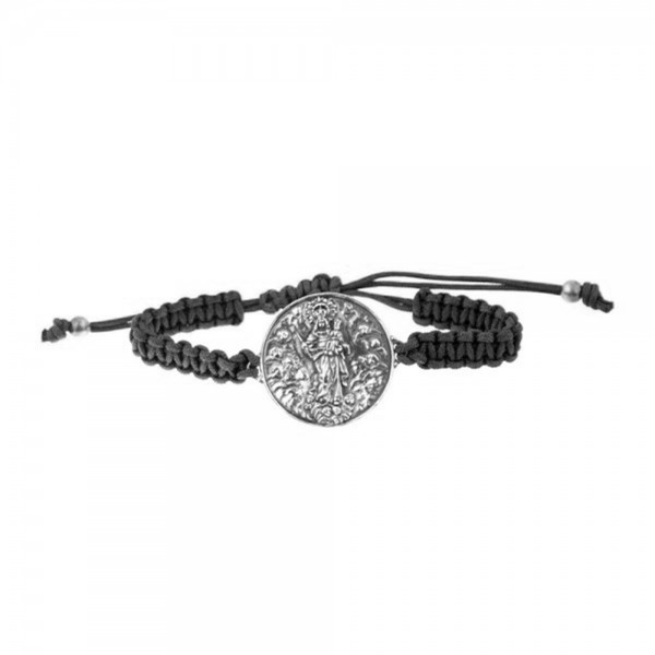 Pulsera Macramé Marrón La Virgen Blanca en Plata